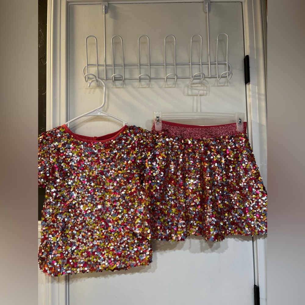 Girls Sequin Two Piece Set- skirt & top